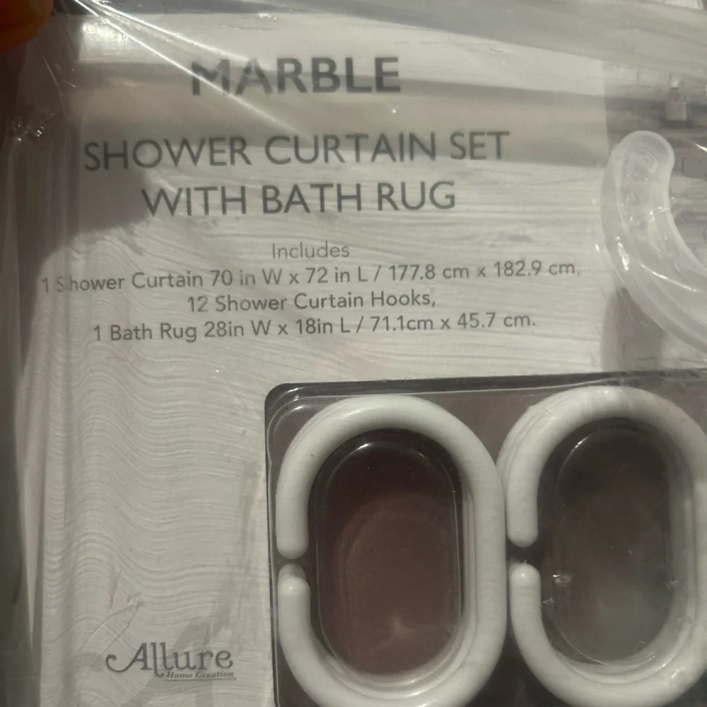 Marble Shower Curtain - Pink and Gray